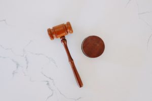 Gavel on a marble background